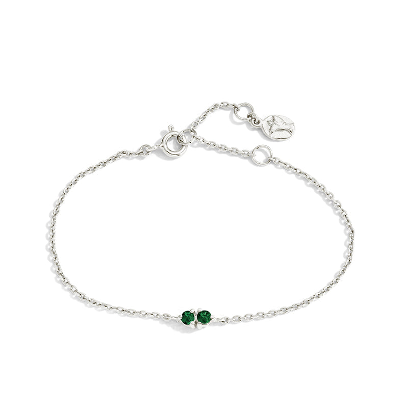 Twin Bracelet, Green Tourmaline, Silver