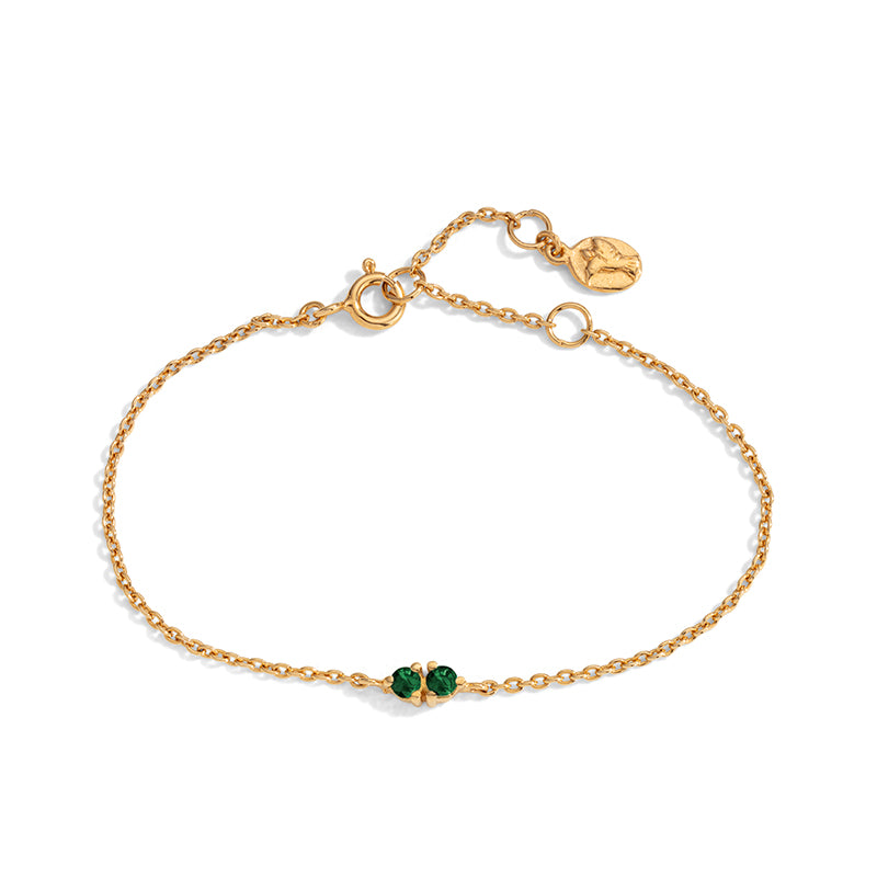 Twin Bracelet, Green Tourmaline, Gold