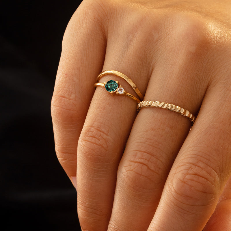 Unity Ring, Teal Sapphire, 9kt Yellow Gold