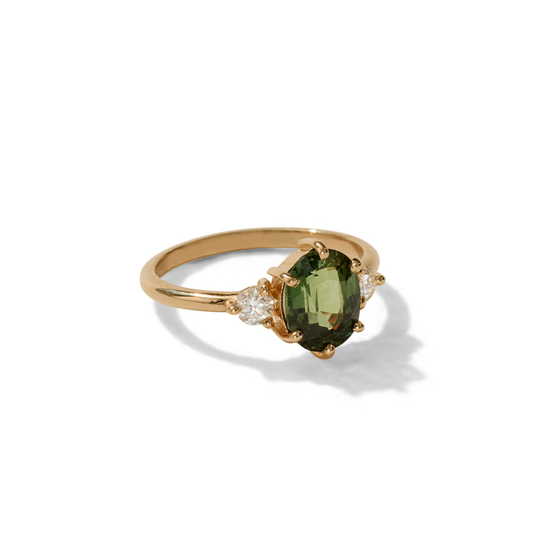 Victoria Ring, Green Sapphire, 14kt Yellow Gold