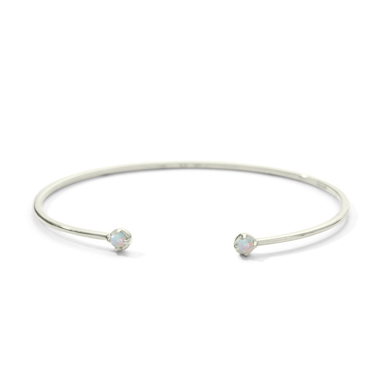 Winkie Cuff, White Opal, Silver