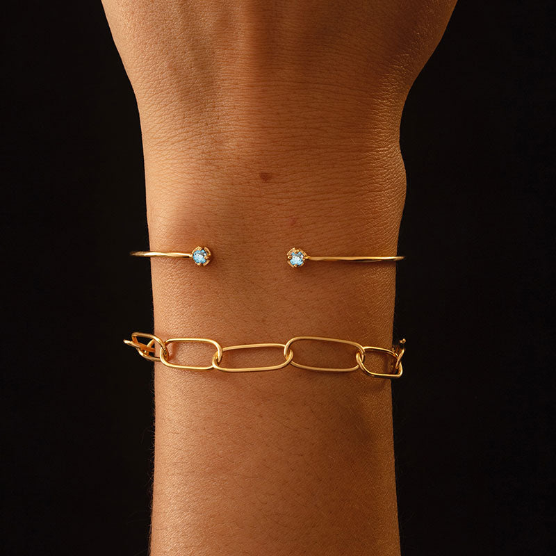 Winkie Cuff, Blue Topaz, Silver