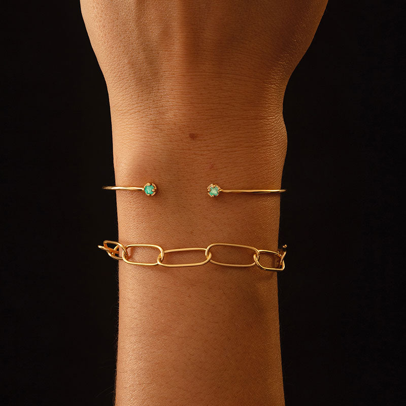 Winkie Cuff, Emerald, Silver