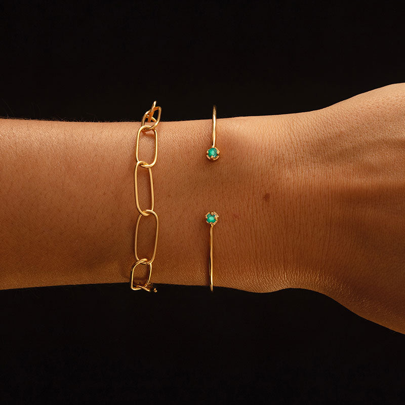 Winkie Cuff, Green Onyx, Gold