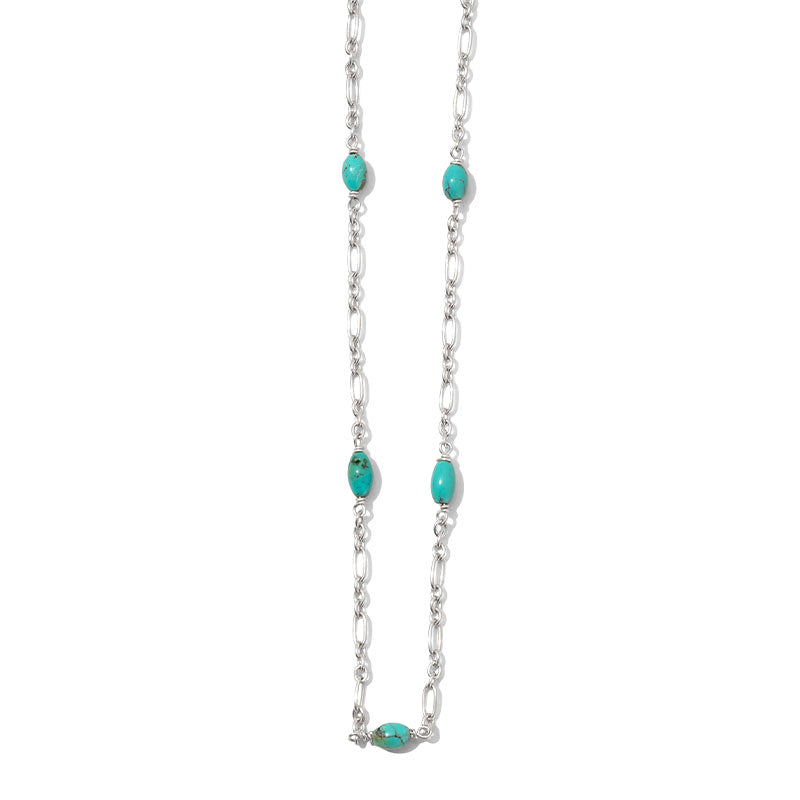 Aegina Necklace, Turquoise, Silver