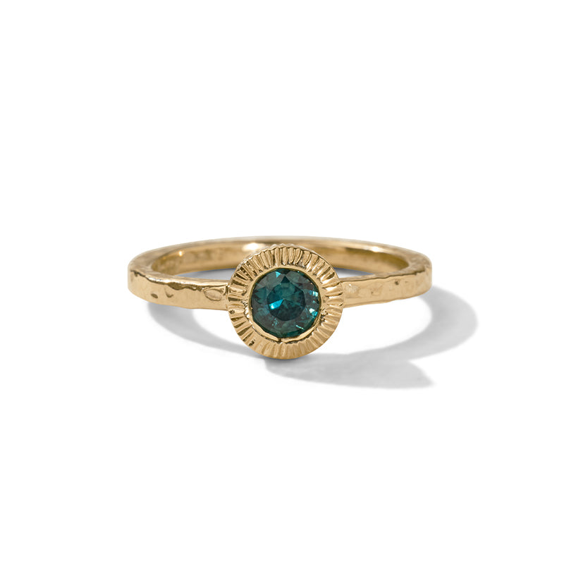 Aeon Ring, Teal Sapphire, 14kt Yellow Gold