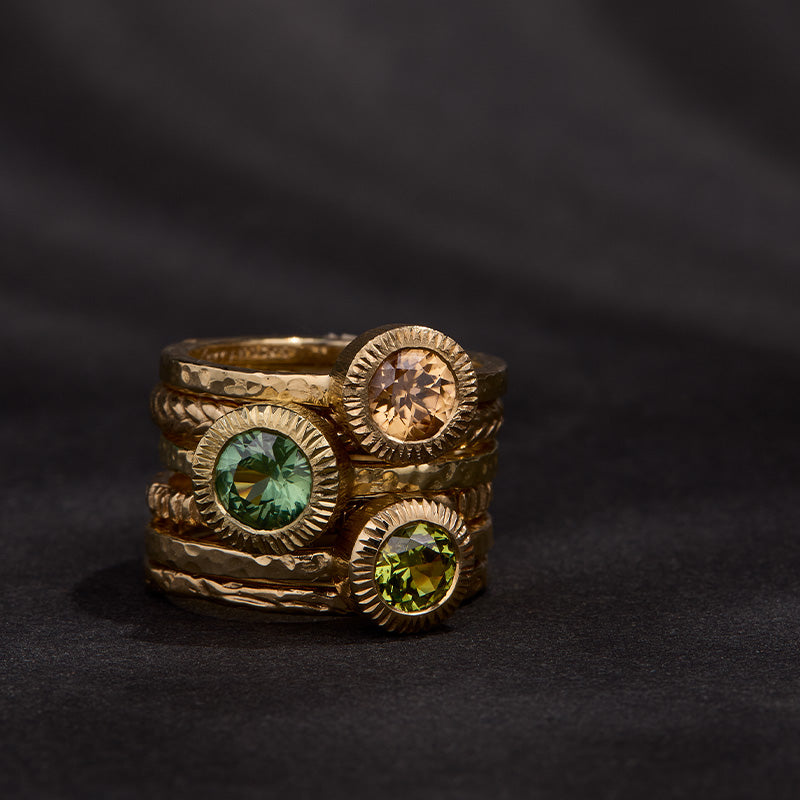 Aeon Ring, Teal Sapphire, 14kt Yellow Gold