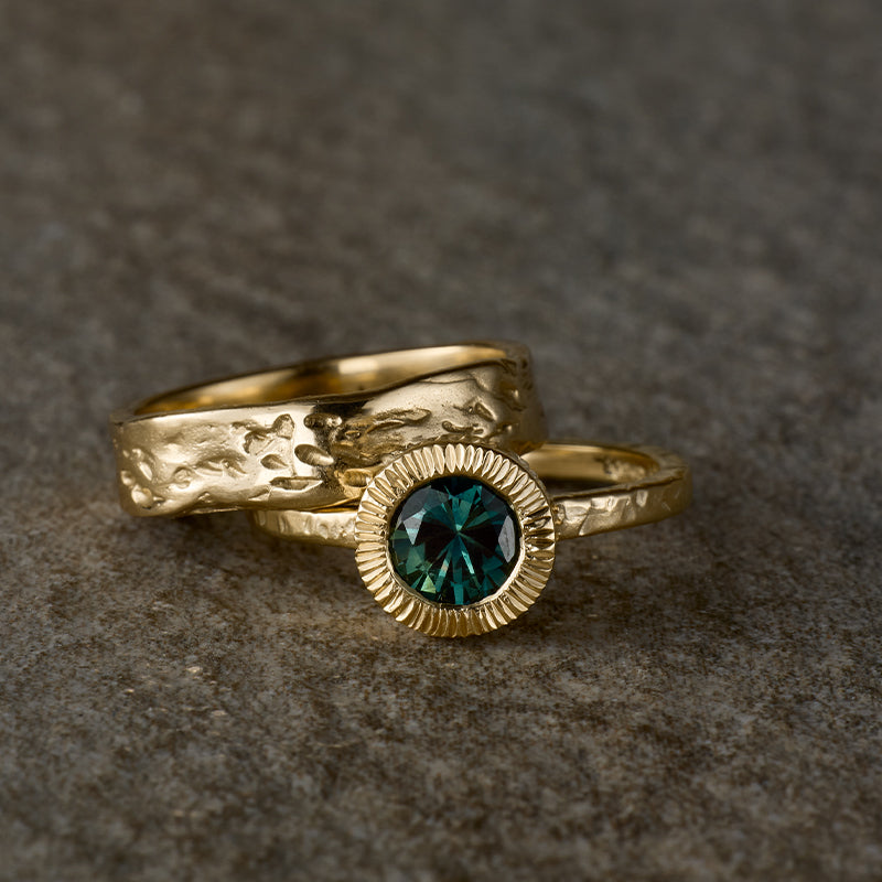 Aeon Ring, Teal Sapphire, 14kt Yellow Gold