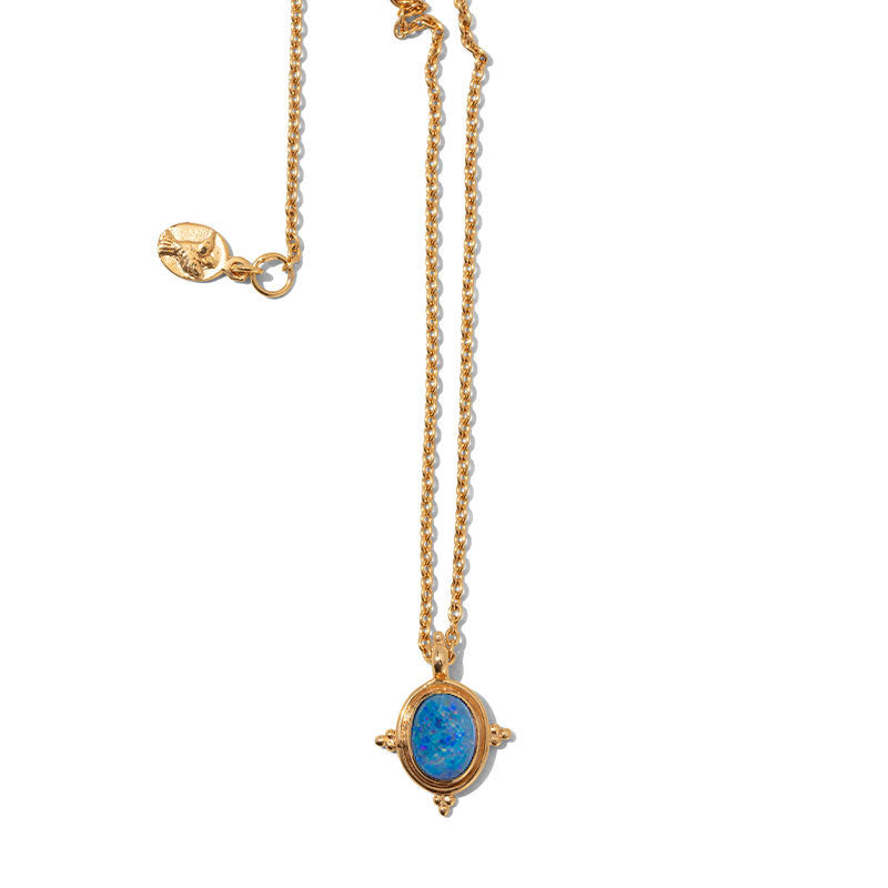 Alexa Necklace, Blue Opal, Gold