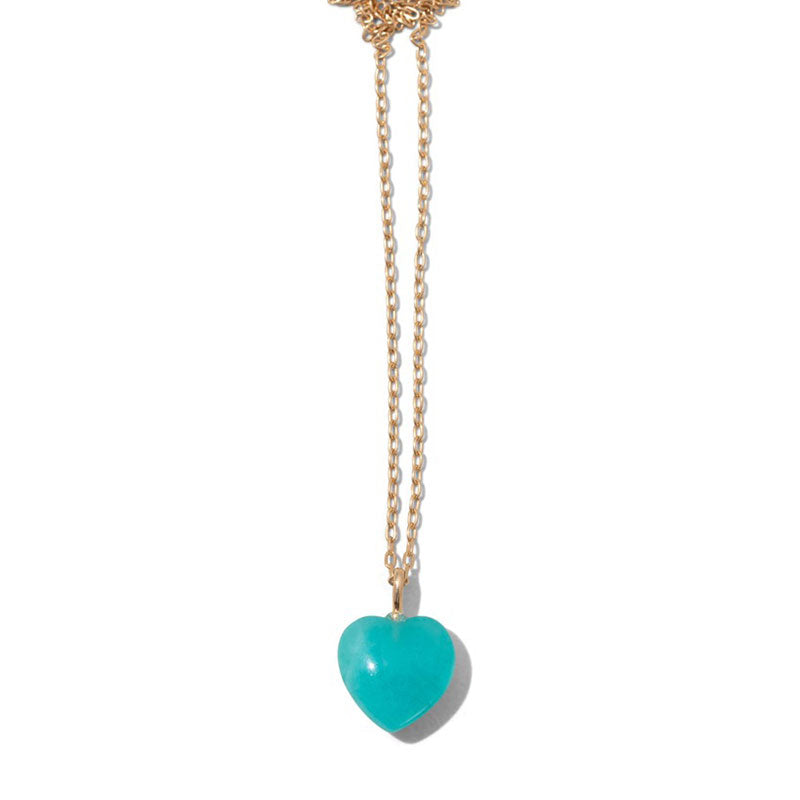 Amazonite Heart Necklace, 9kt Yellow Gold