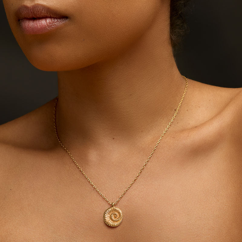 Ammonite Necklace, Gold