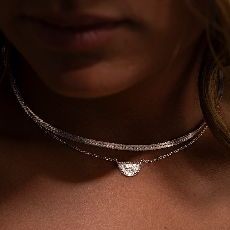 Saturn Collar Chain Necklace, Silver