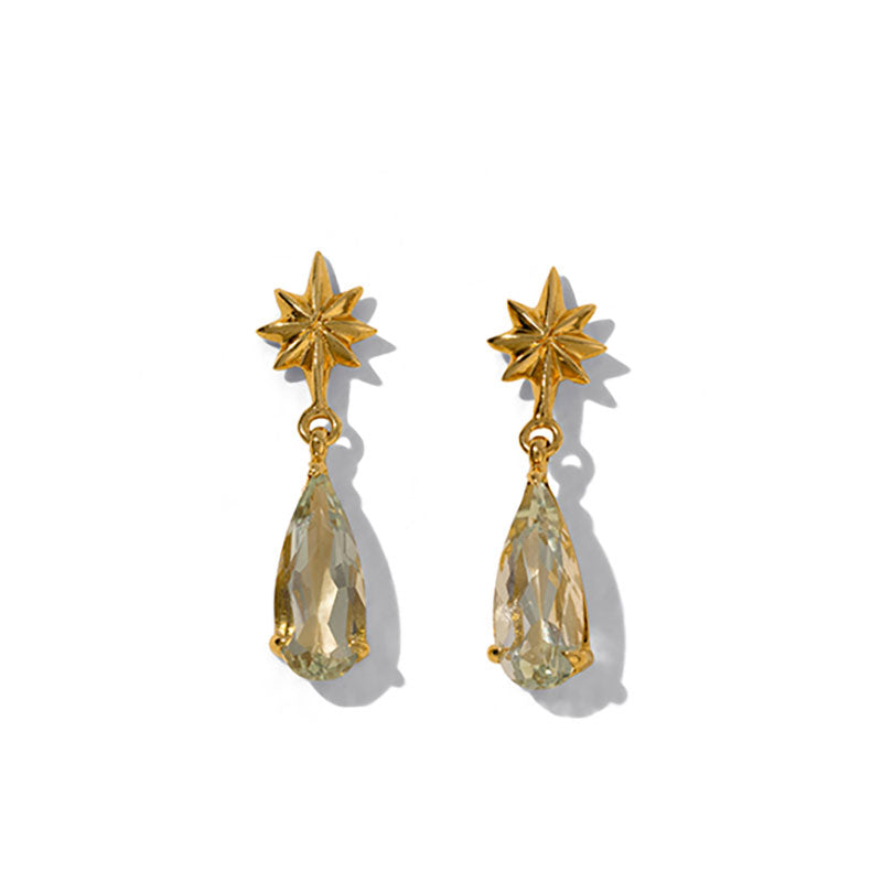 Asteri Stud, Prasiolite, Gold