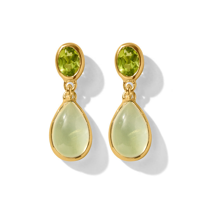 Attica Stud, Peridot & Prehnite, Gold