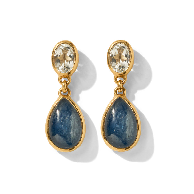 Attica Stud, White Topaz & Kyanite, Gold
