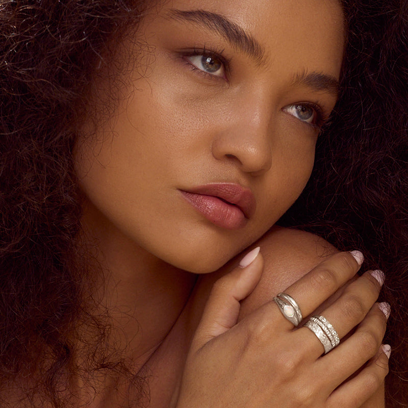 Aurelia Ring, White Opal, Silver