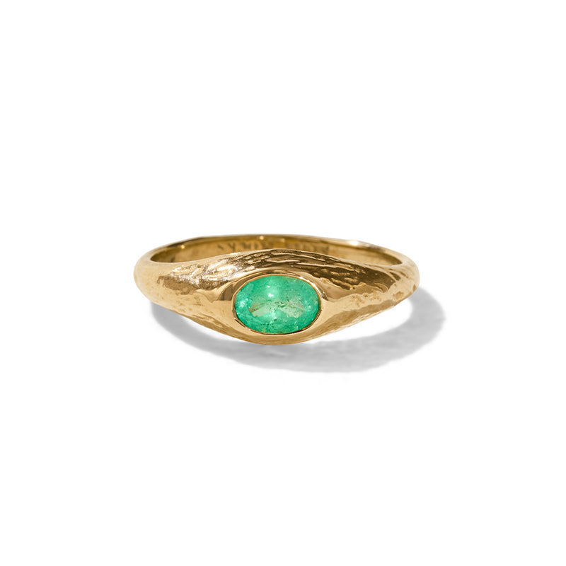 Aurelia Ring, Emerald, 9kt Yellow Gold