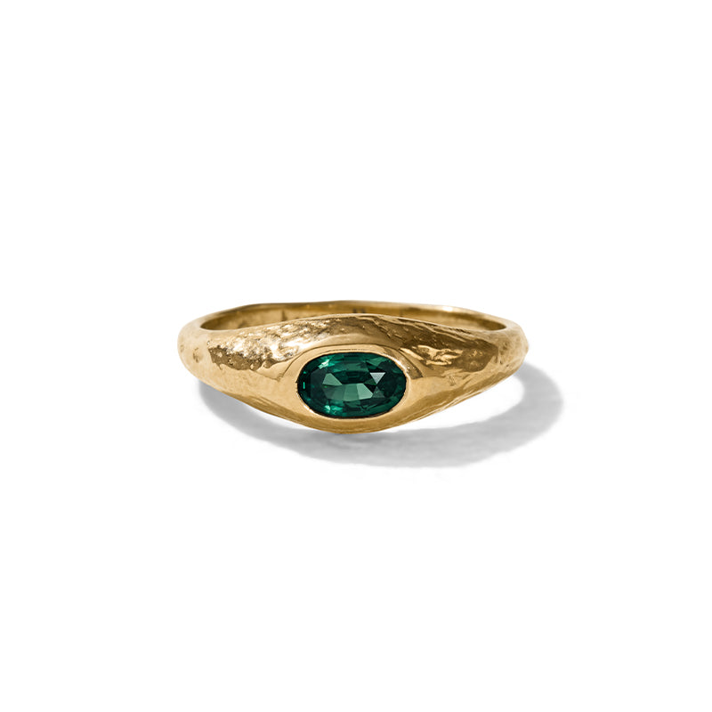 Aurelia Ring, Teal Sapphire, 14kt Yellow Gold