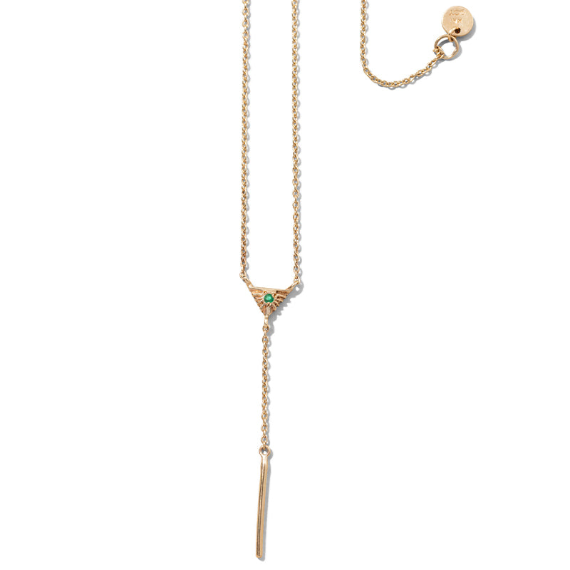 Aztec Lariat, Emerald, 9kt Yellow Gold