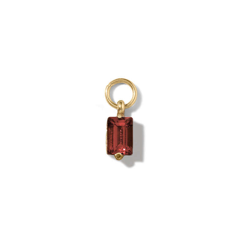 Baguette Charm, Garnet, Gold