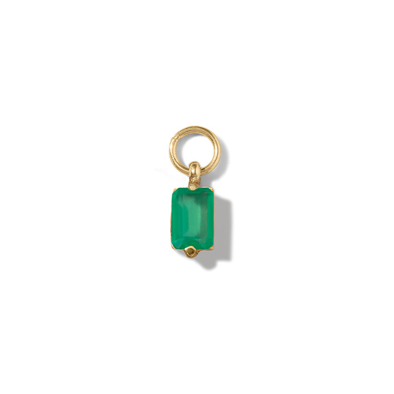 Baguette Charm, Green Onyx, Gold
