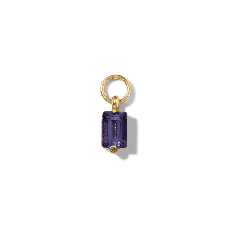 Baguette Charm, Iolite, Gold