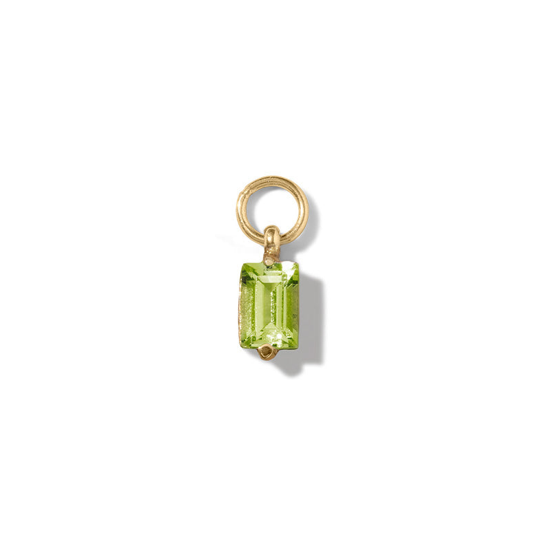 Baguette Charm, Peridot, Gold