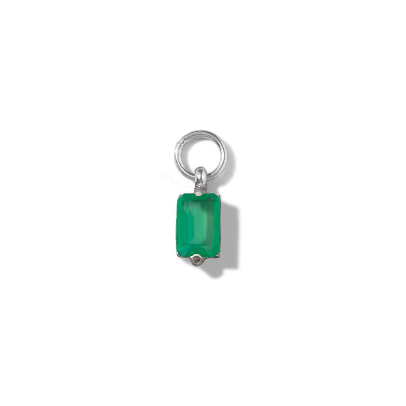 Baguette Charm, Green Onyx, Silver