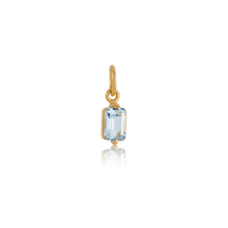 Baguette Mini Pendant, Blue Topaz, Gold