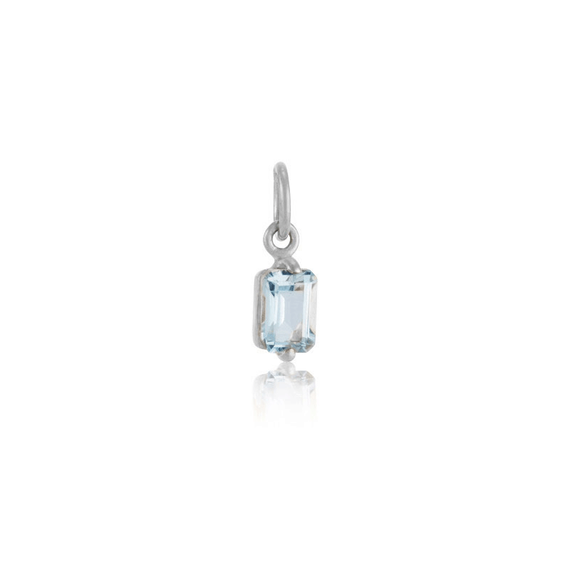 Baguette Mini Pendant, Blue Topaz, Silver