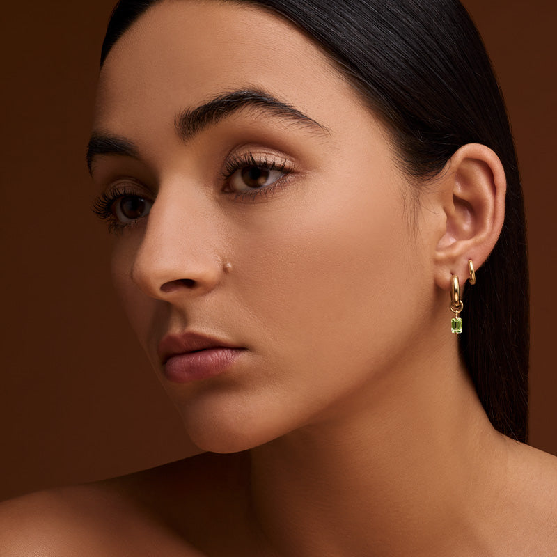 Baguette Charm, Peridot, Gold