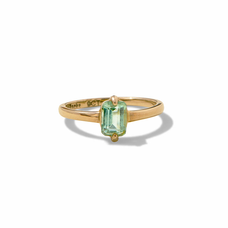 Baguette Ring, Light Blue Tourmaline, 9kt Yellow Gold