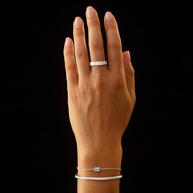 Baguette Mini Bracelet, Blue Topaz, Silver