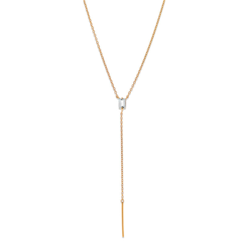 Baguette Lariat, White Topaz, Gold