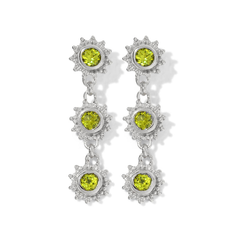 Cascading Soleil Stud, Peridot, Silver