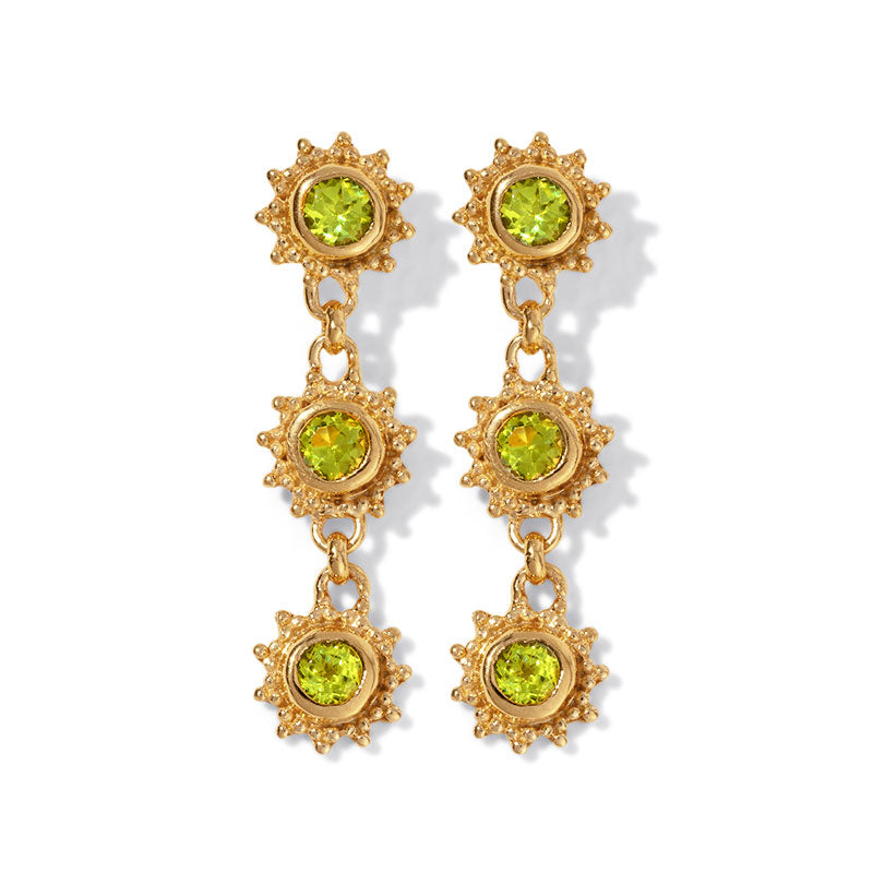 Cascading Soleil Stud, Peridot, Gold