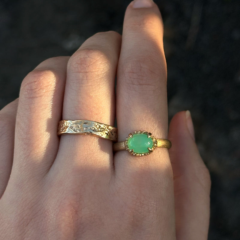 Ceres Ring, Chrysoprase, 9kt Yellow Gold