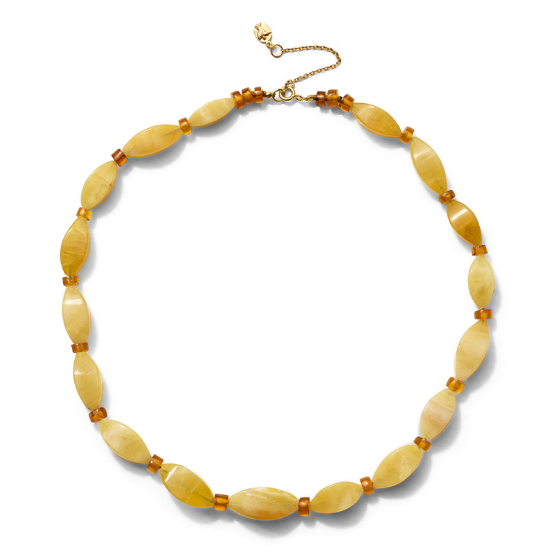 Chronos Necklace, Honey Opal & Mexican Amber, Gold