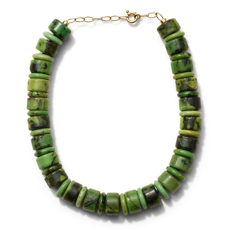 Chronos Collar, Chrysoprase, 9kt Yellow Gold