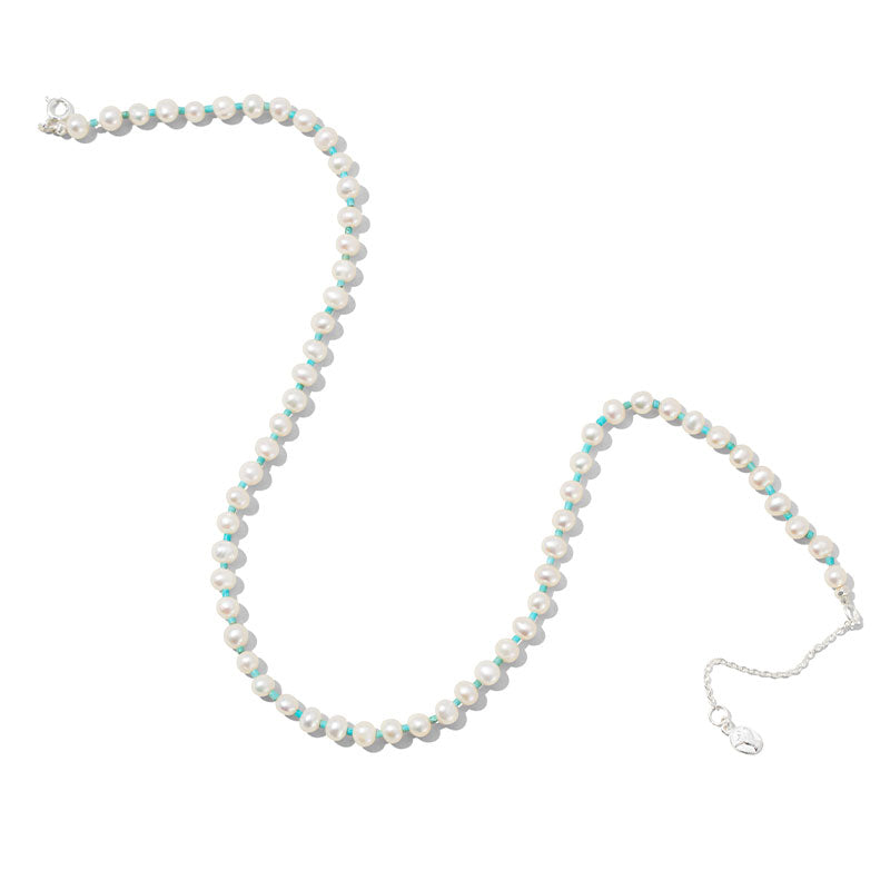 Chronos Strand, Turquoise &amp; Freshwater Pearl, Silver