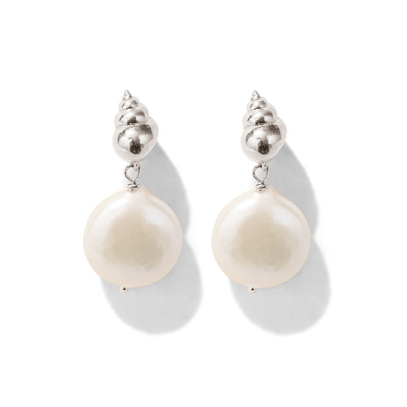 Conch Stud, Pearl, Silver