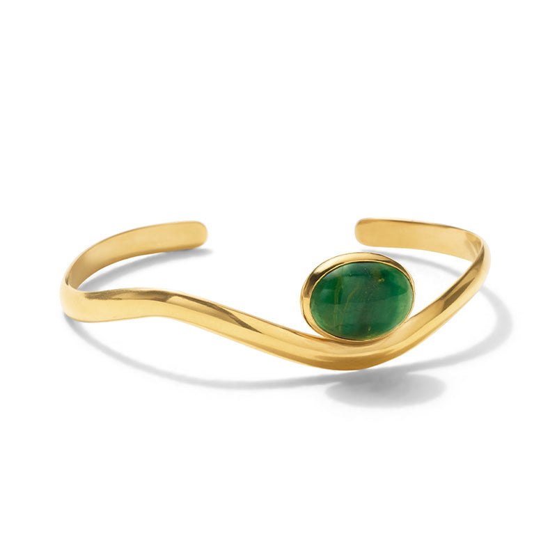 Contour Cuff, African Jade, Gold