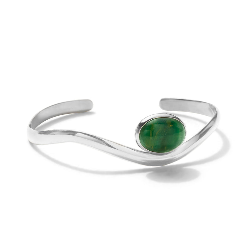 Contour Cuff, African Jade, Silver