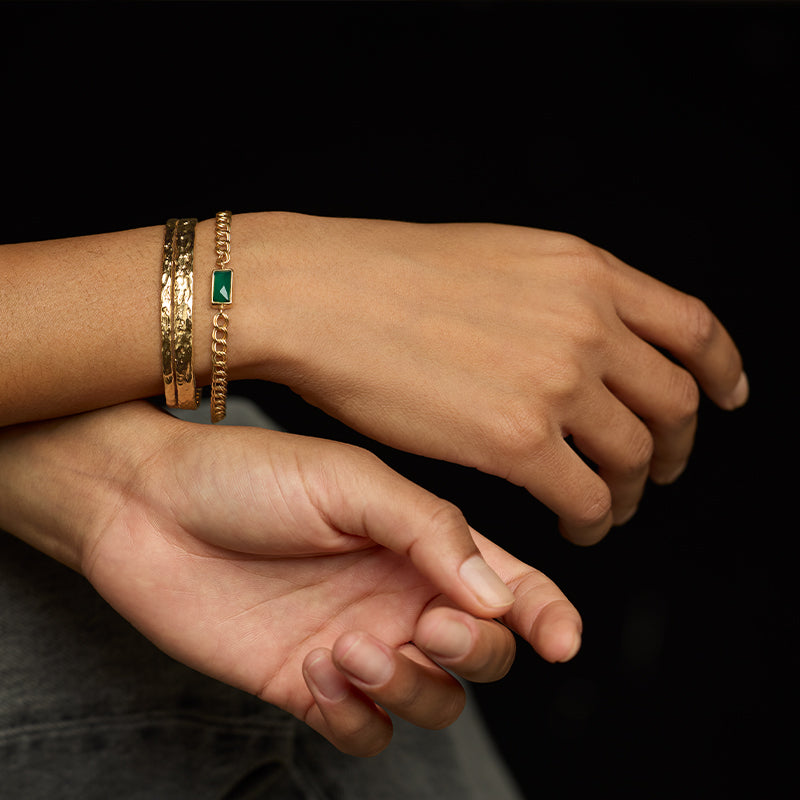 Corinth Bracelet, Green Onyx, Gold
