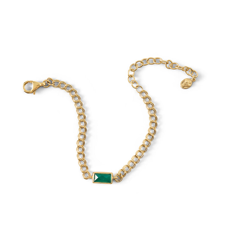 Corinth Bracelet, Green Onyx, Gold