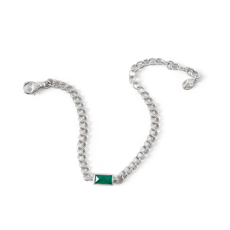 Corinth Bracelet, Green Onyx, Silver