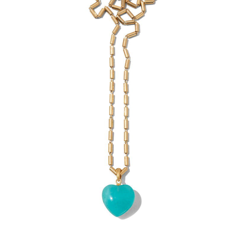 Delos Heart Necklace, Amazonite, Gold