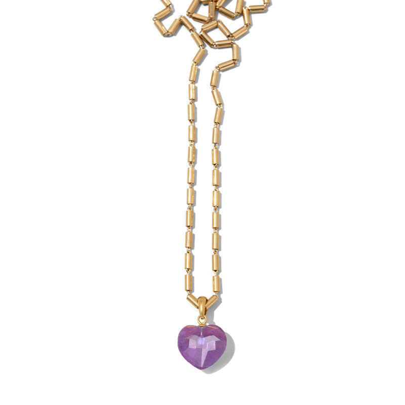 Delos Heart Necklace, Amethyst, Gold