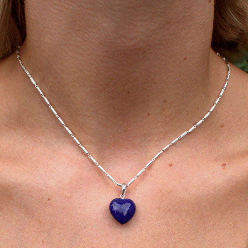 Delos Heart Necklace, Lapis Lazuli, Silver