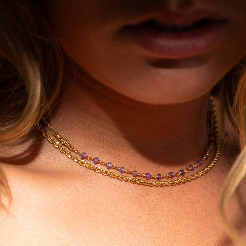 Dorian Collar Necklace, Amethyst, Gold